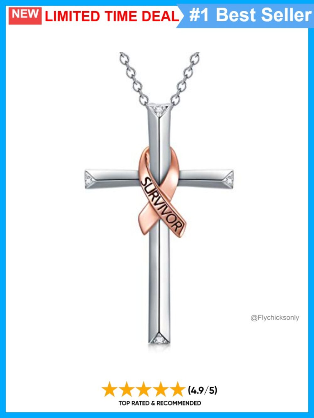 925 Sterling Silver Breast Cancer Survivor Heart Pendant Necklace